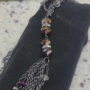 Elegant Multi-Chain Necklace with Crystal Accents